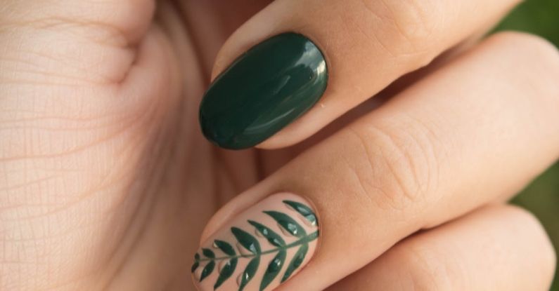 Nail Art - Green Manicure Art Close Up Photo