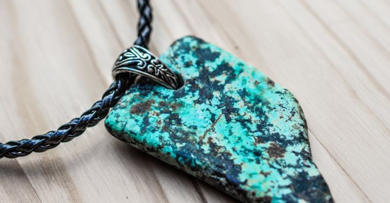 Handmade Jewelry - Grey and Black Stone Pendant on Black Necklace